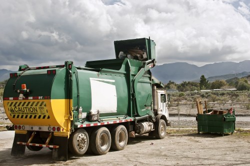 Waste removal trucks servicing businesses in Stoke Newington